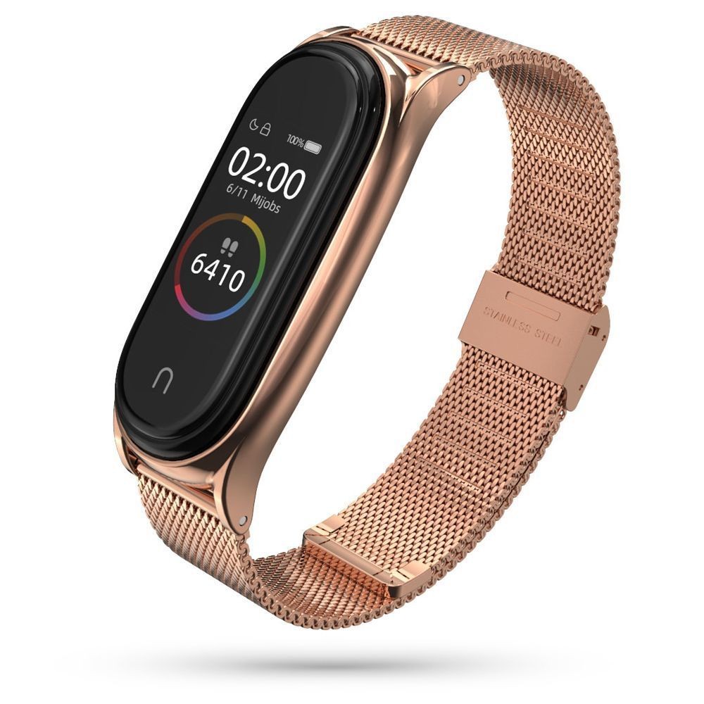 Rožinio aukso spalvos apyrankė "Tech-Protect Milaneseband" laikrodžiui Xiaomi Mi Smart Band 7