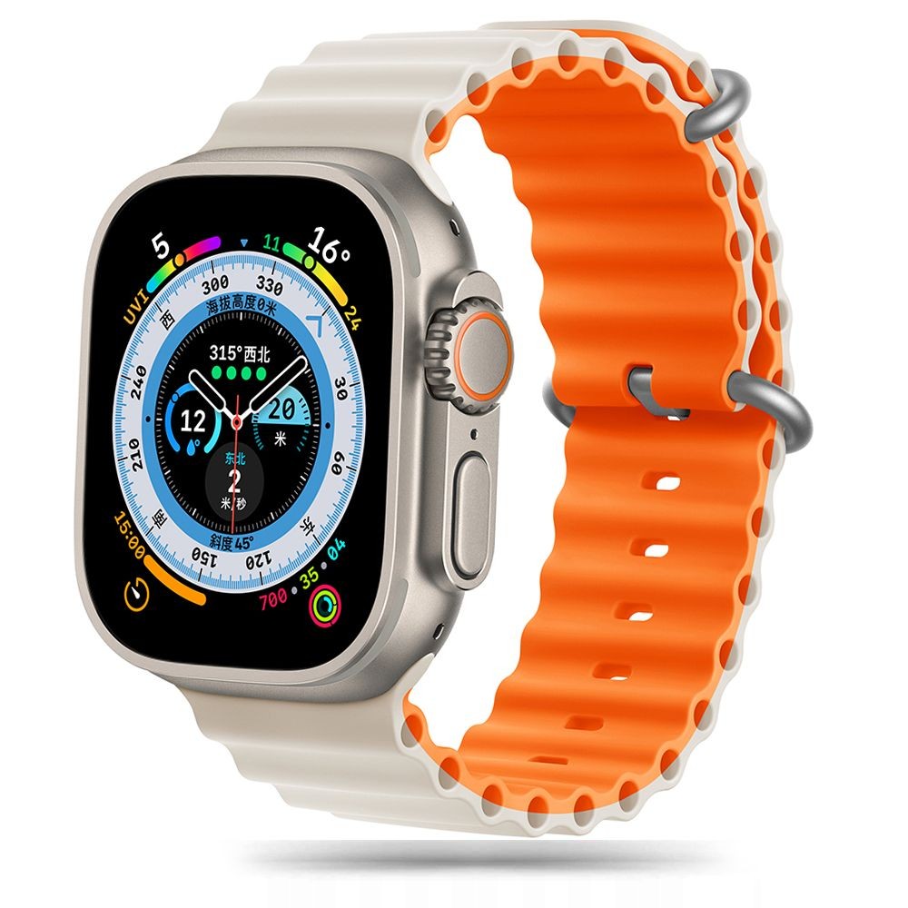 Kreminė/Oranžinė apyrankė "Tech-Protect Iconband Pro" laikrodžiui Apple Watch 6 / 7 / 8 / 9 / 10 / SE / ULTRA 1 / 2 (44 / 45 / 46 / 49 MM)