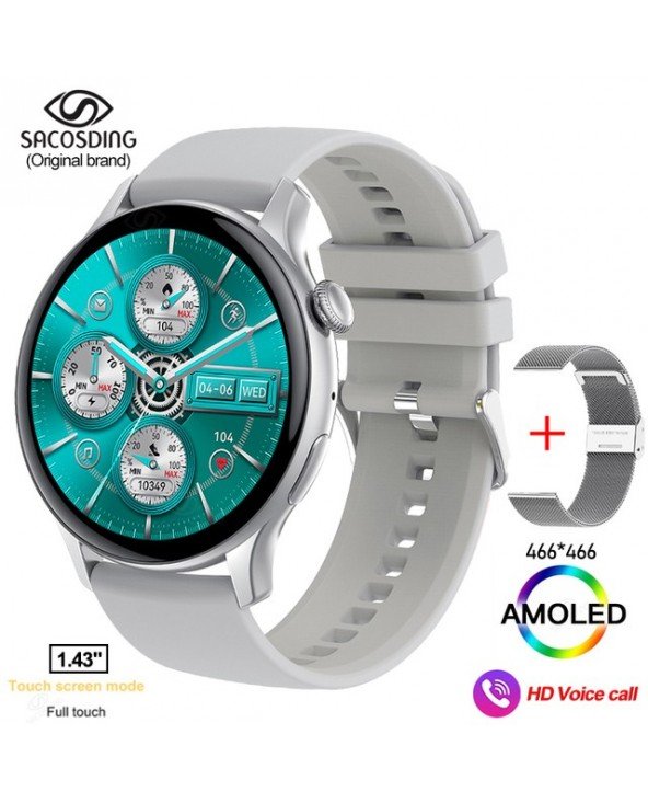 Išmanusis laikrodis moterims 466 * 466 AMOLED 1,43" HD ekranas visada rodo laiką "Bluetooth" skambutis IP68 vandeniui atsparus