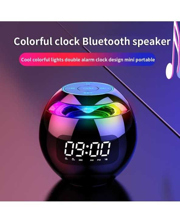 Su Bluetooth suderinamas 5.0 garsiakalbis su LED skaitmeniniu žadintuvu muzikos grotuvu Belaidis rutulio formos laikrodis