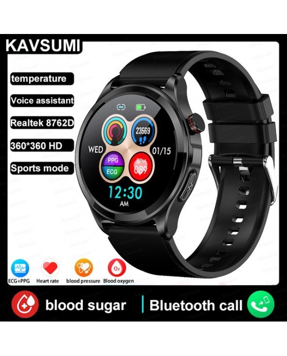 Naujas EKG + PPG neinvazinis kraujo gliukozės išmanusis laikrodis vyrams "Bluetooth" skambučių laikrodis Širdies ritmo sveikatos