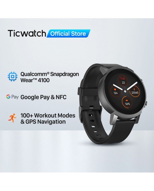 Ticwatch E3 Wear OS išmanusis laikrodis vyrams ir moterims Snapdragon 4100 8GB ROM IP68 Atsparus vandeniui Google Pay