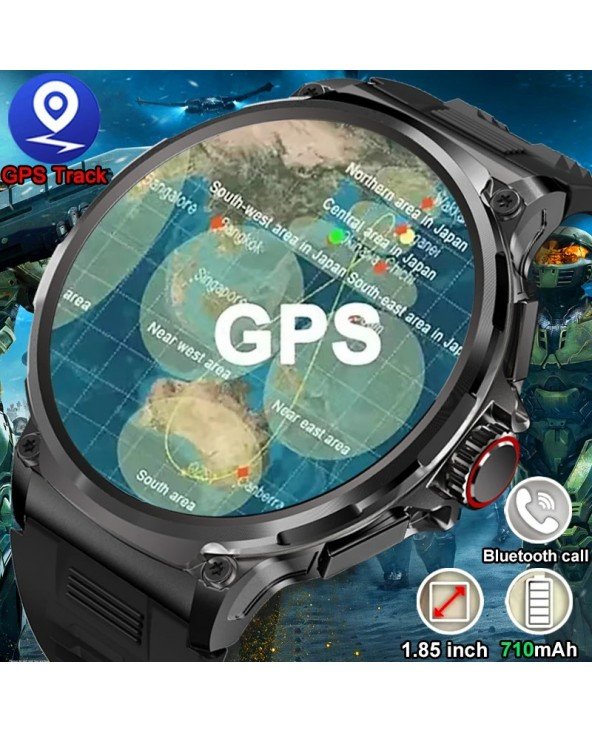 GPS sekimo išmanusis laikrodis vyrams 1,85 colio Ultra HD AMOLED ekranas 710 Mah Baterija Bluetooth skambučių