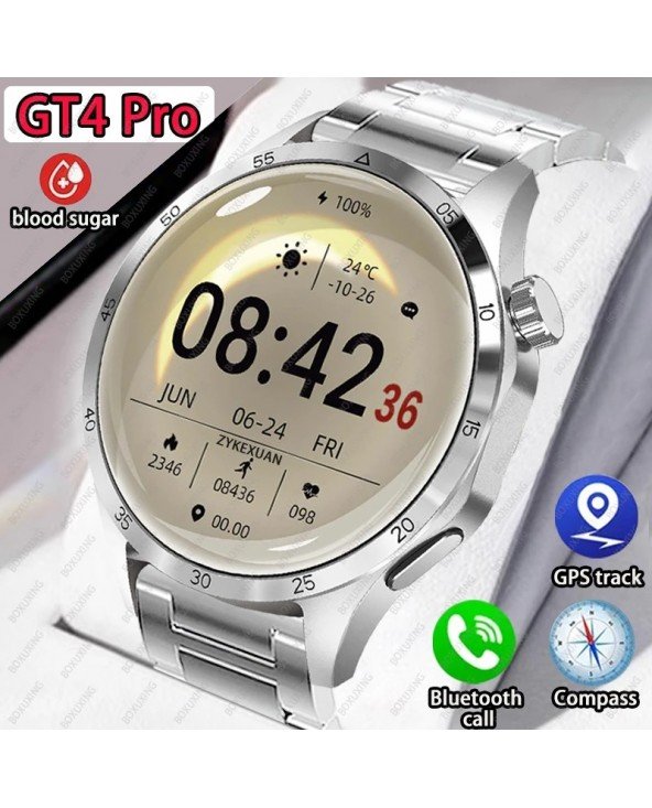 GT4 PRO NFC GPS išmanusis laikrodis Vyriškas AMOLED HD ekranas Bluetooth skambučių laikrodžiai Širdies ritmas, cukraus kiekis kr