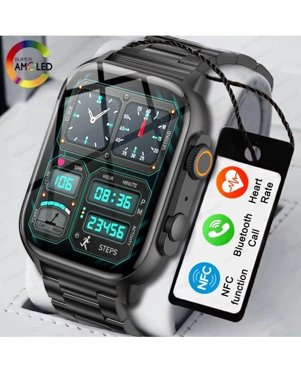 AMOLED ekranas Ultra Smart laikrodis Bluetooth skambutis 8 serijos aukšto atnaujinimo NFC Smartwatch