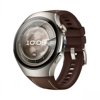Huawei Watch 5 (46mm), Fluorelastomer Brown classic strap, Metal body, Rates-L29L|55020EVY