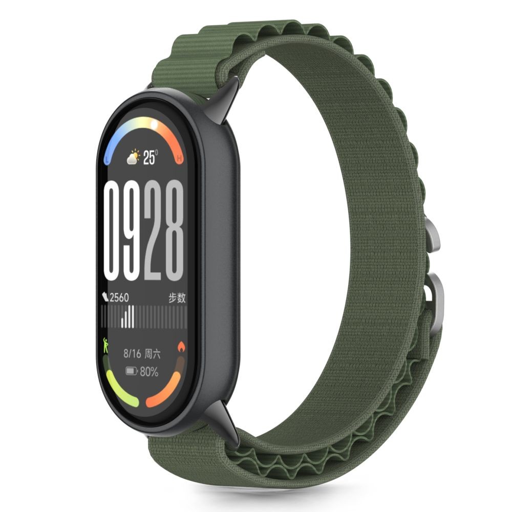 Žalios spalvos tekstilinis dirželis "Tech-Protect Nylon Pro" laikrodžiui Xiaomi Smart Band 8 / 9 / 10 / NFC