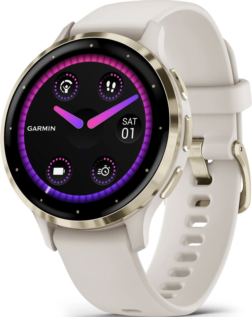 Sportinis laikrodis GARMIN Venu 3S, Ivory/Soft Gold