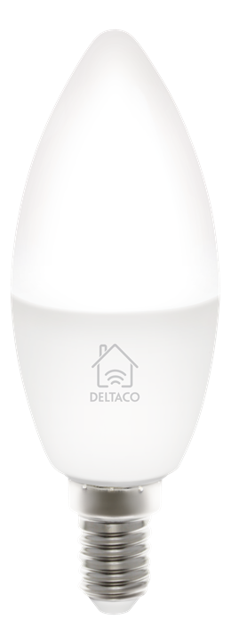 DELTACO SMART HOME LED lemputė, E14, WiFI 2.4GHz, 5W, 470lm, pritemdoma, 2700K-6500K, 220-240V, balt