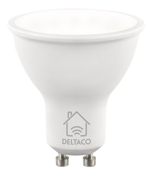 DELTACO SMART HOME LED lemputė, GU10, WiFI 2.4GHz, 5W, 470lm, pritemdoma, 2700K-6500K, 220-240V, bal