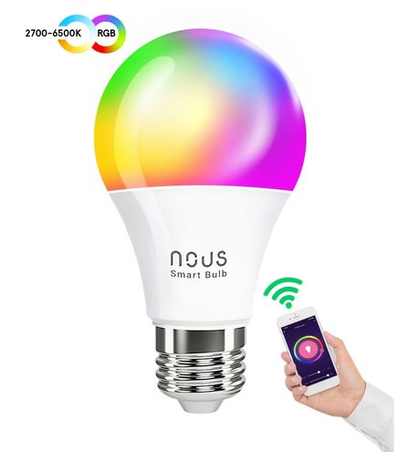 Išmanioj lemputė NOUS-P3 LED E27,230V,9W,810lm,2700K-6500K,RGB,i Wi-Fi