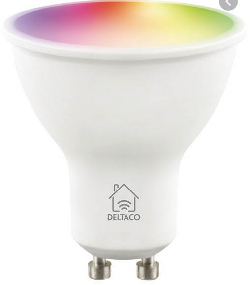 Išmani lemputė DELTACO SMART HOME GU10, WiFi2.4GHz, 5W, 470lm, 2700K-6500K, 220-240V /SH-LGU10RGB