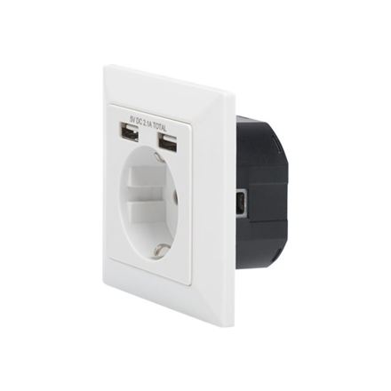 Safety socket for flush mounting with 2 USB ports  DA-70613