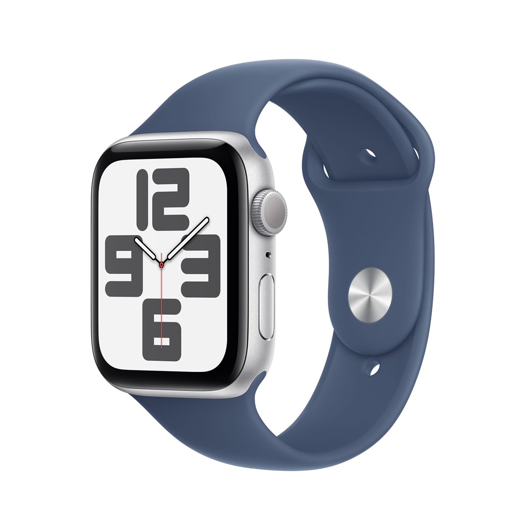 Išmanusis laikrodis Apple Watch SE GPS 44mm Silver Aluminium Case with Denim Sport Band S/M