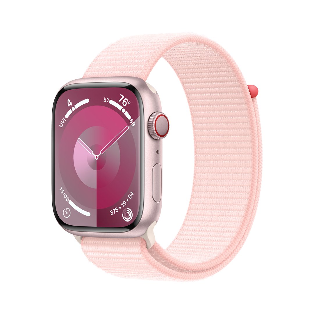 Išmanusis laikrodis APPLE Watch 9 GPS+Cell 45mm Pink Aluminium Case with Light Pink Sport Loop