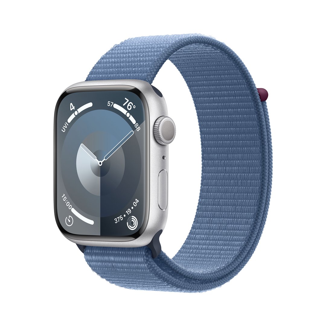 Išmanusis laikrodis APPLE Watch 9 GPS 45mm Silver Aluminium Case with Winter Blue Sport Loop