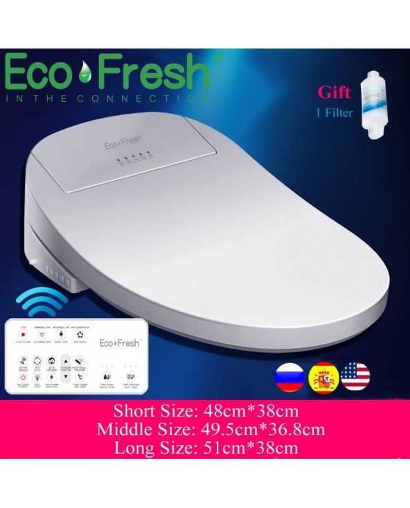 „Ecofresh“ išmanioji tualeto sėdynė elektrinis bidė dangtelis „Smart Bidet“ šildoma bidė „Led Light Wc“ išmani tualeto bidė