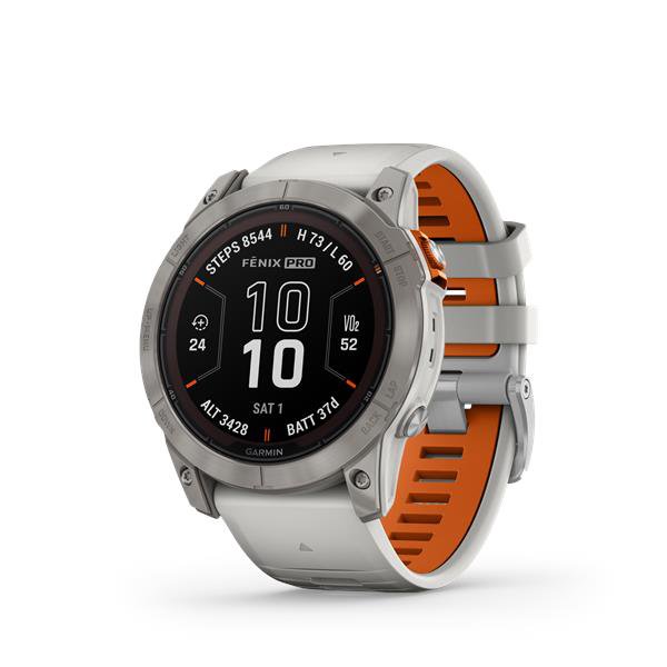 fenix 7X Pro Sapph Sol Ti w/Gray/Orange Band,EMEA