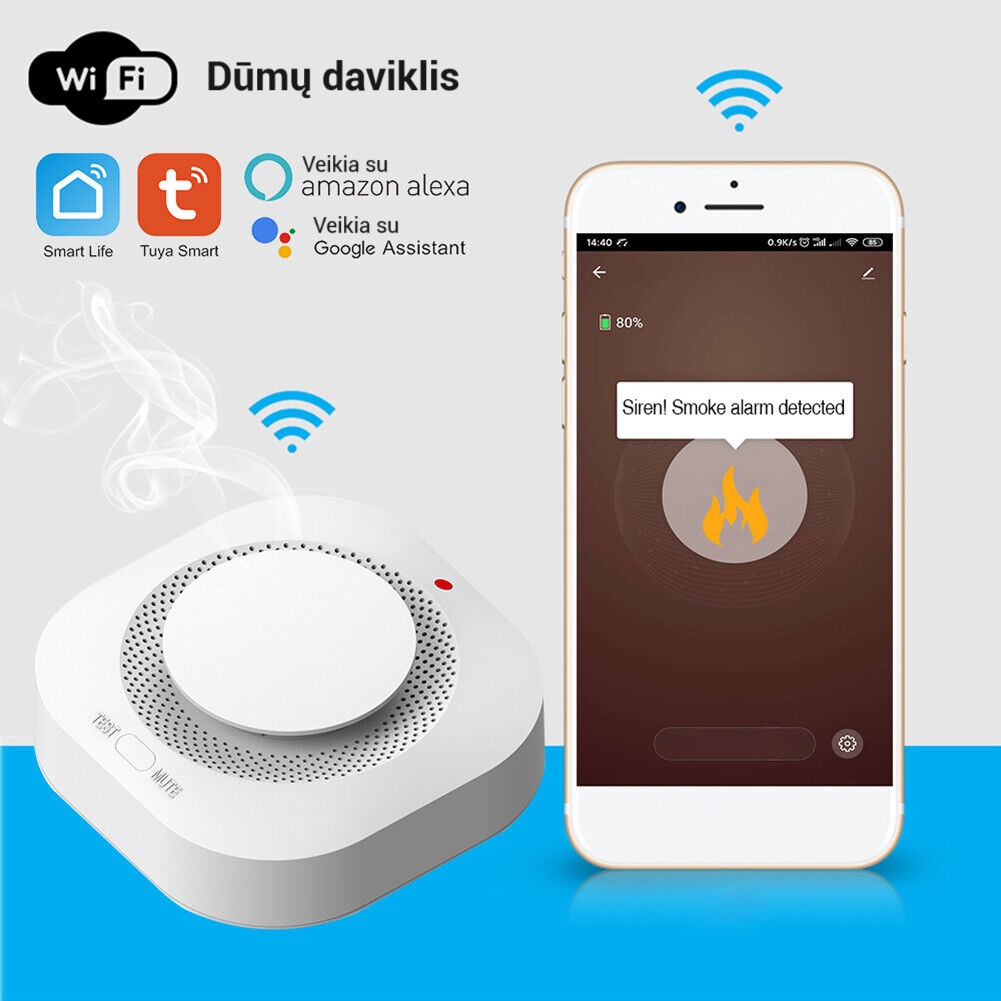 Dūmų daviklis-detektorius su WIFI