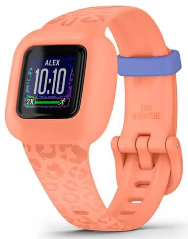 Išmanusis laikrodis Garmin activity tracker for kids Vivofit Jr.3, peach leopard