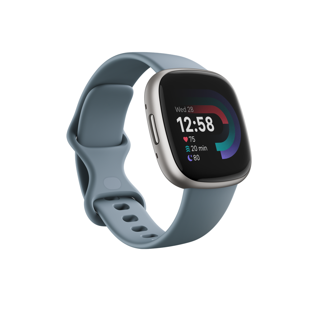 Išmanusis laikrodis FITBIT Versa 4, Waterfall Blue/Platinum