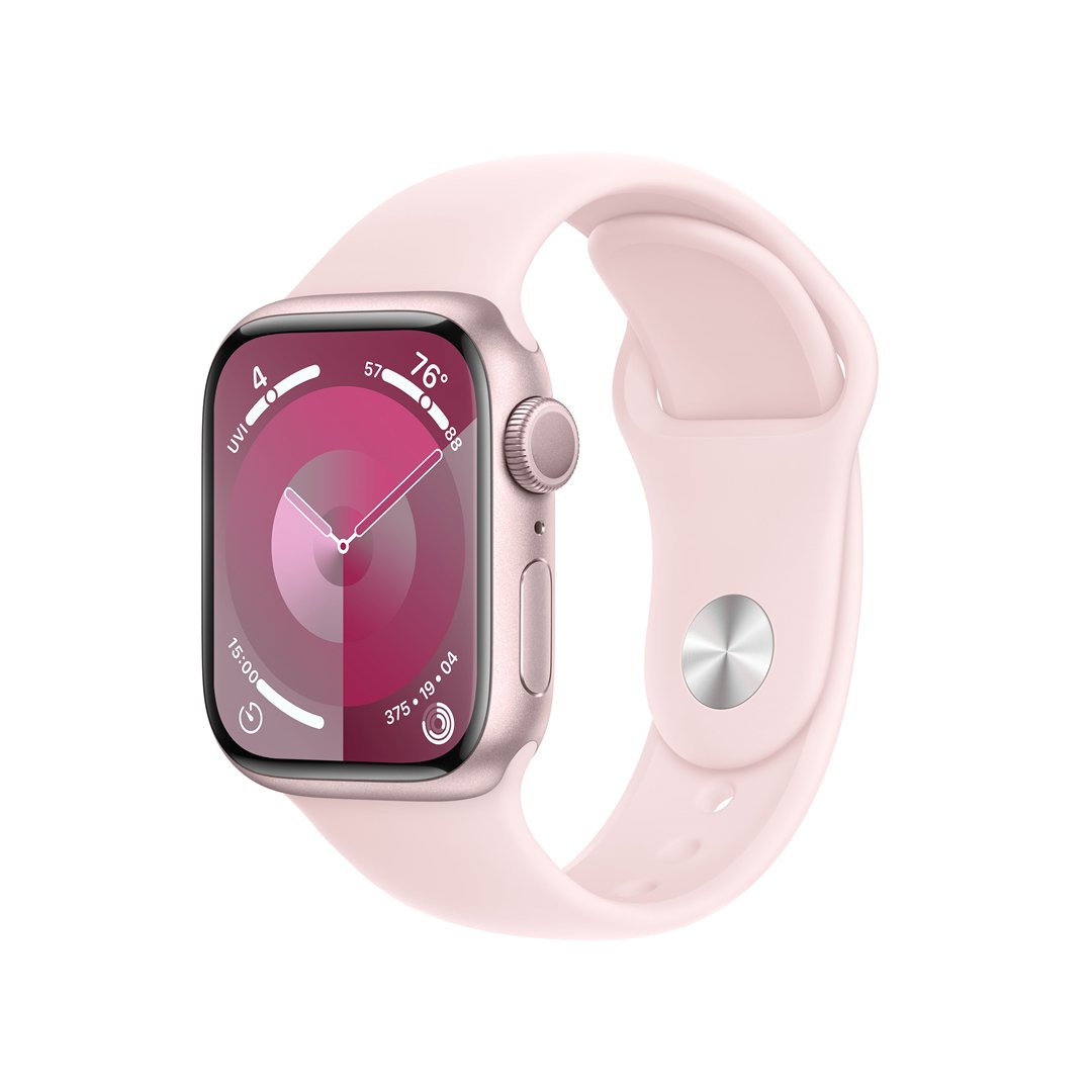 Išmanusis laikrodis APPLE Watch 9 GPS 41mm Pink Aluminium Case with Light Pink Sport Band - M/L