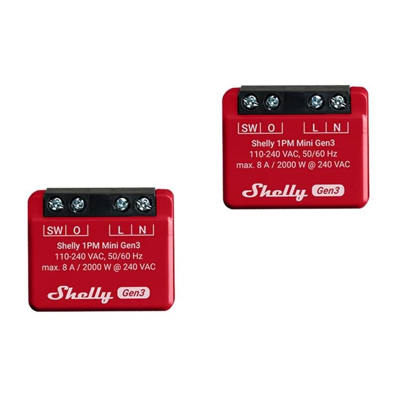 Išmanioji Wi-Fi ir Bluetooth relė Shelly Mini 1PM Gen3 x2
