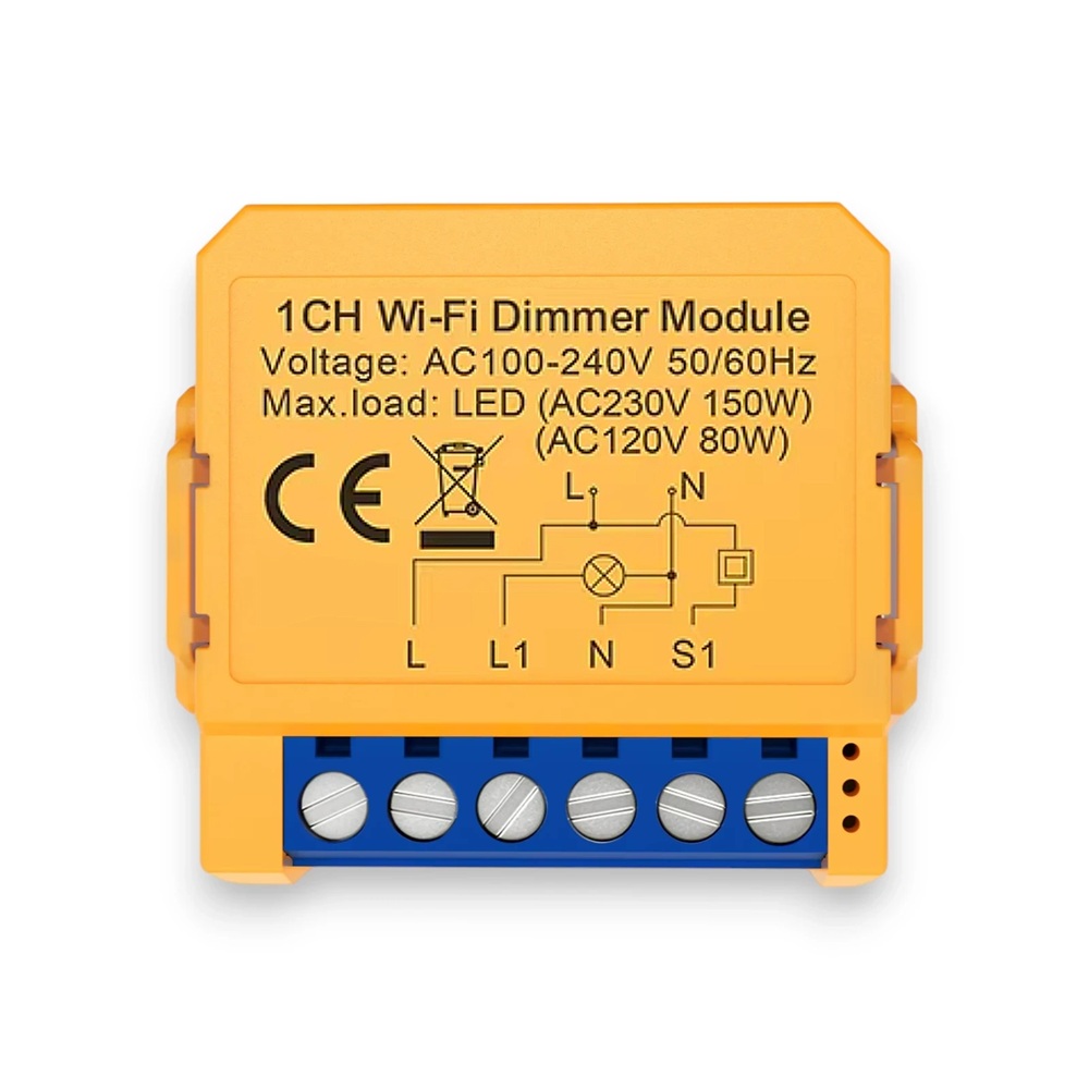 Išmanusis Wi-Fi jungiklis su dimeriu TRIAC, veikia su įprastu jungikliu, 230V 150W, TUYA / Smart Life