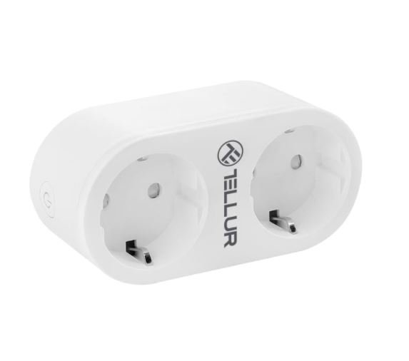 Kištukinis lizdas Tellur WiFi AC Dual Plug, Energy reading, 16A, 2400W