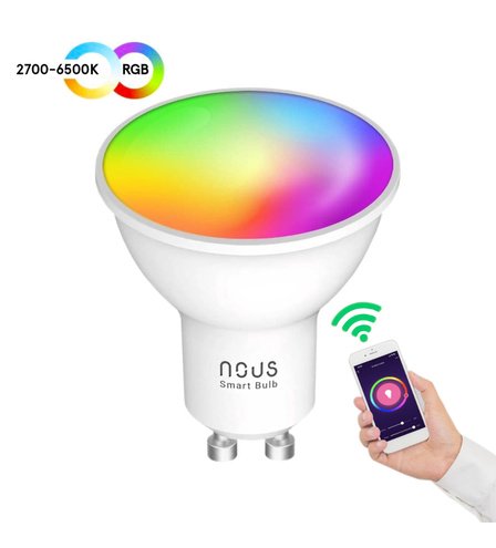 Lemputė LED GU10, 230V, 4,5W, 350lm, 2700K - 6500K, RGB, išmanioji Wi-Fi, valdoma programėle
