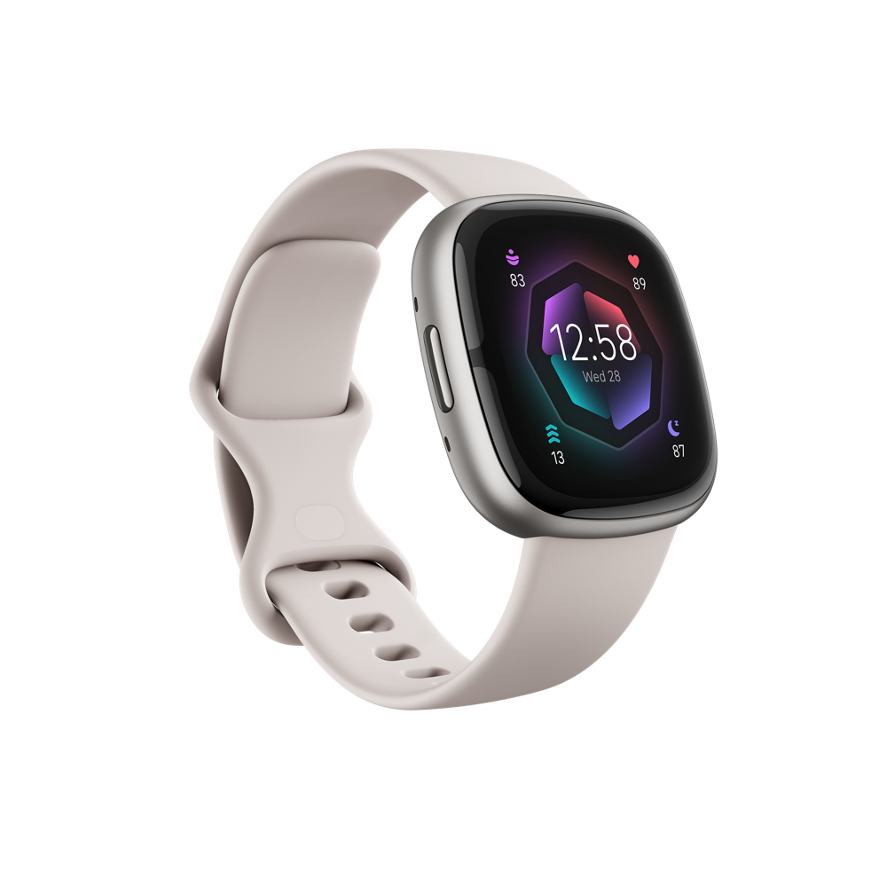 Išmanusis laikrodis FITBIT Sense 2, Lunar White/Platinum