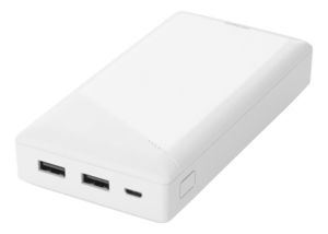 Išorinė baterija DELTACO, 20000 mAh, 2.1 A / 10.5 W, 74 Wh, 2x USB-A, baltos sp. / PB-A1002