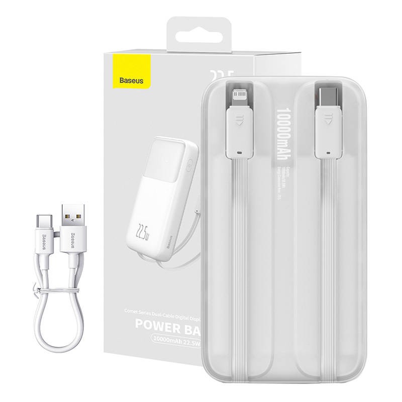 Powerbank "Baseus Comet" 10000 mAh, 22,5 W (baltas)