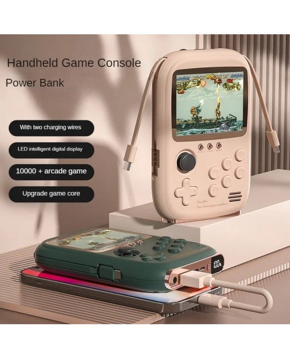 Naujas Mini Game Power Bank nešiojamas retro delninis žaidimų konsolė 6000Mah talpos 3,2 colio minkštas šviesus spalvotas 10000+