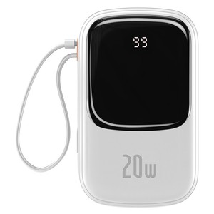 Maitinimo baterija "Baseus Qpow PRO" su laidu, 20000 mAh, 20 W (balta)