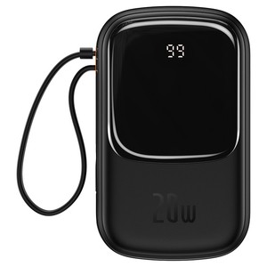 Maitinimo baterija "Baseus Qpow PRO" su laidu, 20000 mAh, 20 W (juoda)