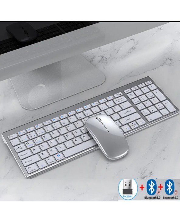 Plonas įkraunamas Bluetooth klaviatūros ir pelės rinkinys nešiojamam kompiuteriui 2.4G USB belaidė klaviatūra ir pelė