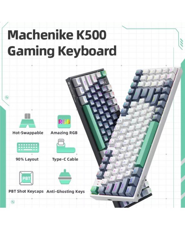 K500 mechaninė klaviatūra žaidimų klaviatūra laidinė klaviatūra, keičiama 94 klavišų RGB šviesa, Mac Windows