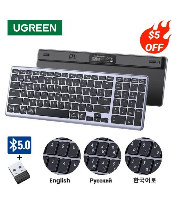 Klaviatūra Belaidė Bluetooth 5.0 2.4G Rusų/EN 99 Klavišai, skirti MacBook iPad PC planšetiniam kompiuteriui USB