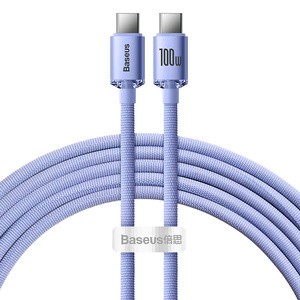 "Baseus Crystal Shine" kabelis USB-C į USB-C, 100 W, 2 m (violetinis)