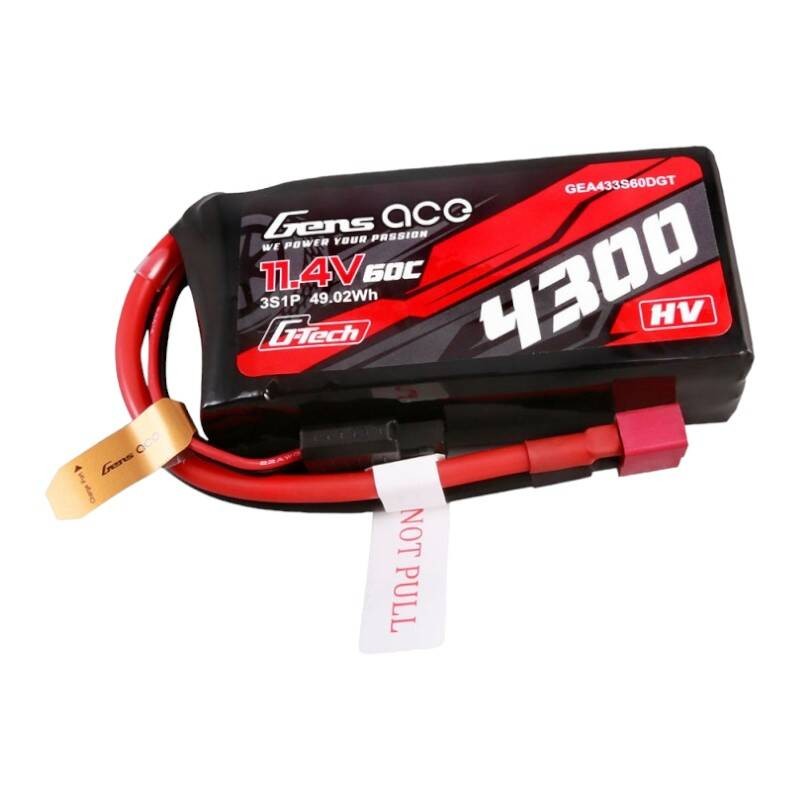 Gens ace G-Tech 4300mAh 3S1P 11.4V 60C Lipo akumuliatorius su T formos kištuku