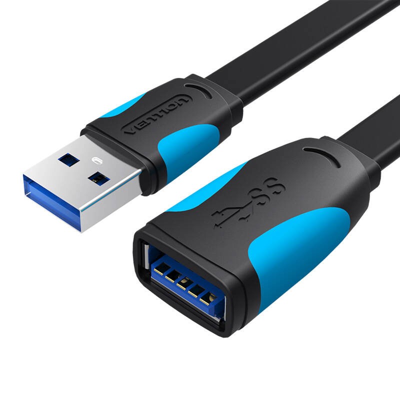 Plokščias USB 3.0 prailgintuvas "Vention VAS-A13-B200", 2 m, juodas