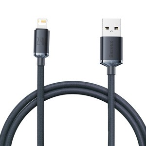 "Baseus Crystal Shine" kabelis USB-Lightning, 2,4 A, 1,2 m (juodas)