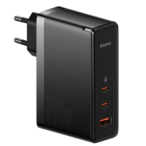 "Baseus GaN5 Pro" sieninis įkroviklis 2xUSB-C + USB, 140W (juodas)