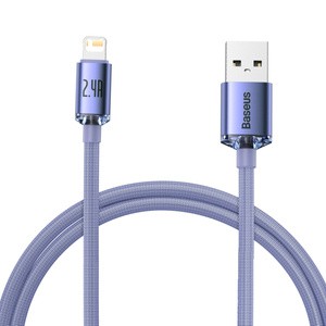 "Baseus Crystal Shine" kabelis USB-Lightning, 2,4 A, 1,2 m (violetinis)