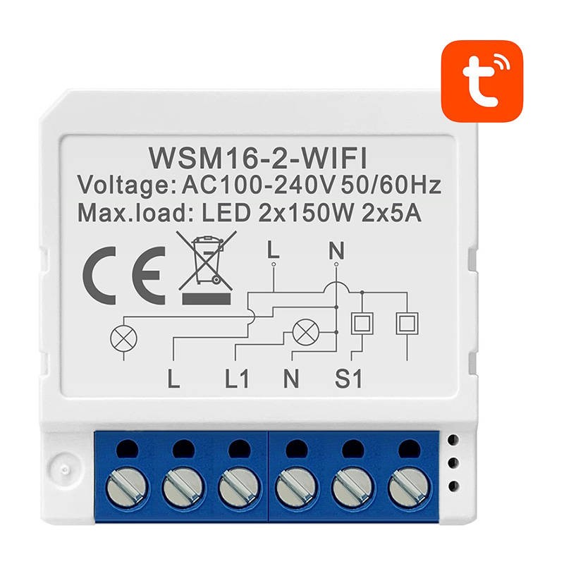 Išmanusis jungiklio modulis WiFi Avatto WSM16-W2 TUYA