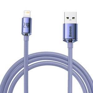 "Baseus Crystal Shine" kabelis USB-Lightning, 2,4 A, 2 m (violetinis)