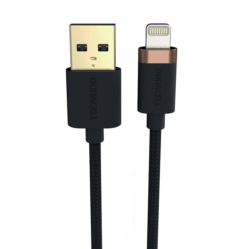 "Duracell" USB-C ir "Lightning" 2 m kabelis (juodas)