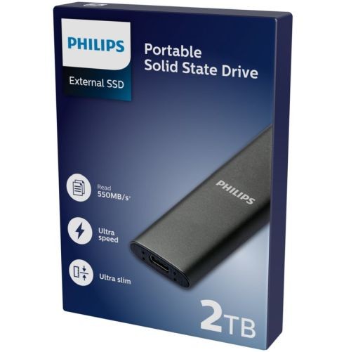 "Philips" išorinis SSD diskas 2 TB "Ultra speed Space grey" pilkos spalvos