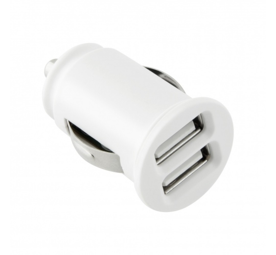 DUAL USB CAR CHARGER 2.1 A, WHITE